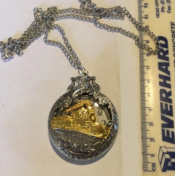 New train locomotive steam engine pocket watch - Picture 4 of 10